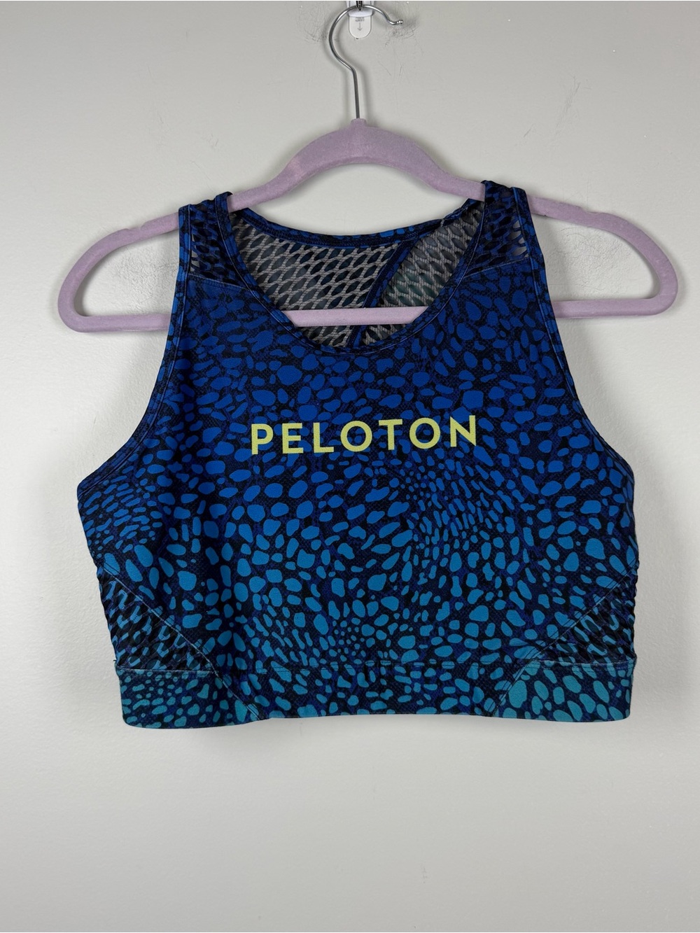 Wear it to Heart x Peloton Sports Blue Teal Black Animal Print Gym Mesh Bra 1X